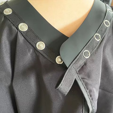 Stretch Neck Stain Proof - Metal Dome Cape- 100% Polyester - Black - Fits All