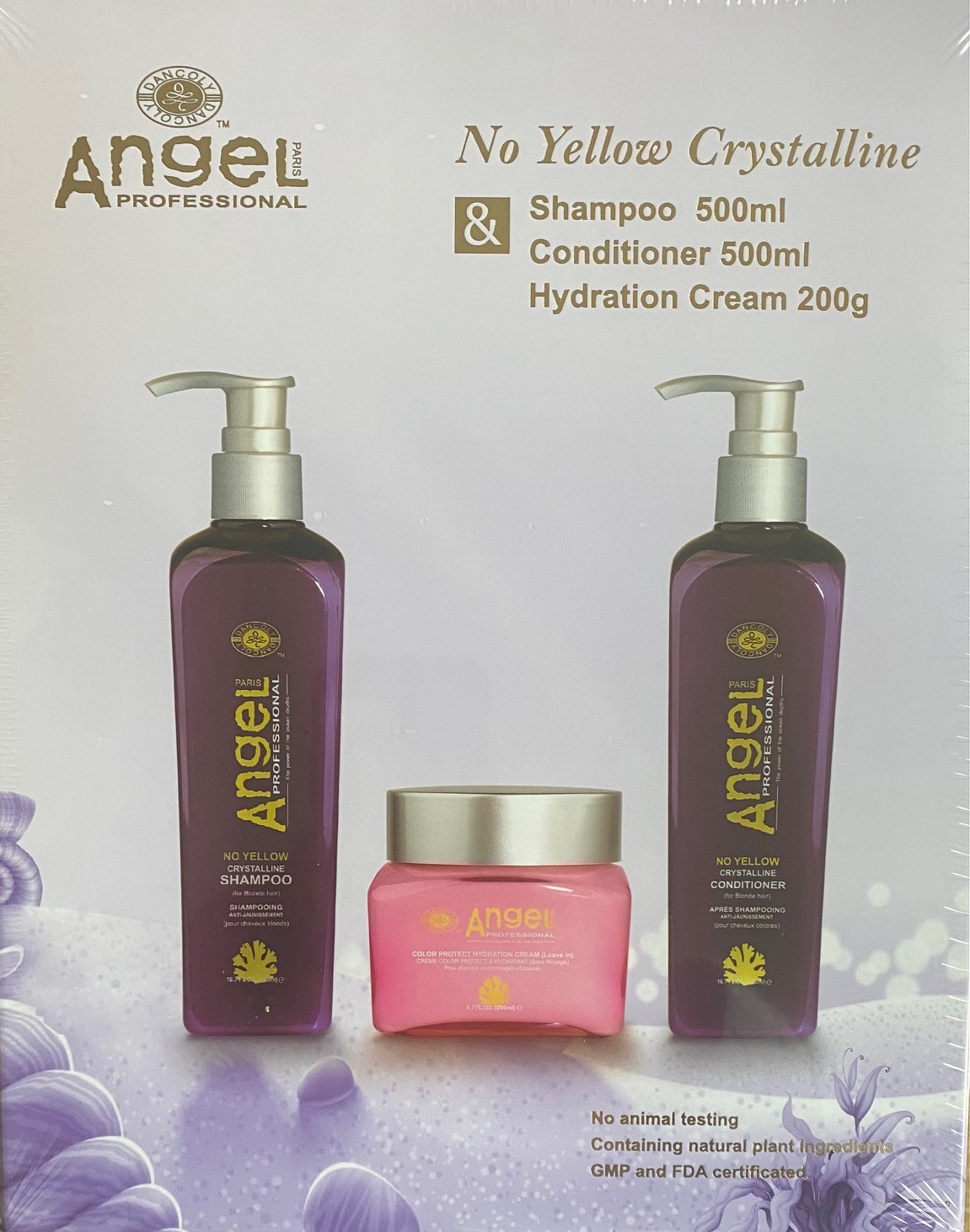 Angel - No Yellow Chrystalline Gift Pack - Shampoo 500ml Conditioner 500ml Hydration Cream 200g
