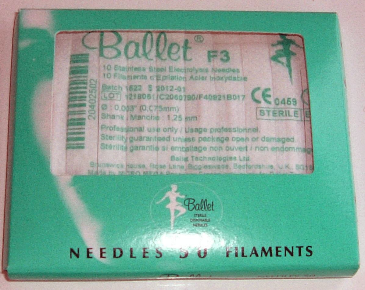 Needles Electrolysis Ballet F3 0.075mm   pkt 50